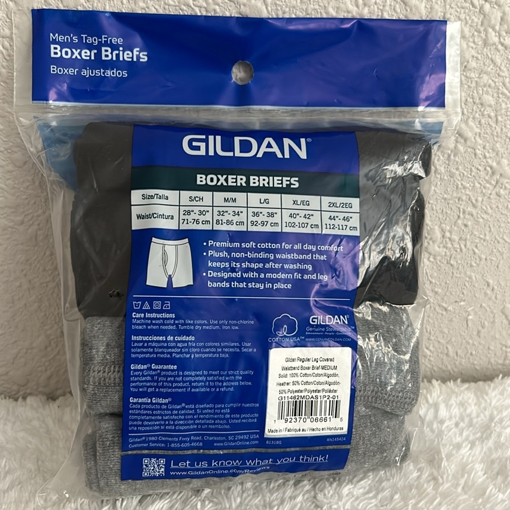 GILDAN 2 PACK Cool Spire TAG-FREE BLK/GRY BOXER BRIEFS- Men’s Size M (32-34) - Picture 2 of 3